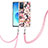 Silicone Candy Rubber Gel Fashionable Pattern Soft Case Cover with Lanyard Strap Y06B for Oppo Reno6 5G Pink