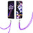 Silicone Candy Rubber Gel Fashionable Pattern Soft Case Cover with Lanyard Strap Y06B for Realme 9 Pro 5G Purple