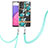 Silicone Candy Rubber Gel Fashionable Pattern Soft Case Cover with Lanyard Strap Y06B for Samsung Galaxy A33 5G Cyan