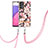 Silicone Candy Rubber Gel Fashionable Pattern Soft Case Cover with Lanyard Strap Y06B for Samsung Galaxy A33 5G Pink