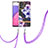 Silicone Candy Rubber Gel Fashionable Pattern Soft Case Cover with Lanyard Strap Y06B for Samsung Galaxy A33 5G Purple