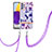 Silicone Candy Rubber Gel Fashionable Pattern Soft Case Cover with Lanyard Strap Y06B for Samsung Galaxy A72 5G Purple