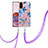 Silicone Candy Rubber Gel Fashionable Pattern Soft Case Cover with Lanyard Strap Y06B for Samsung Galaxy S20