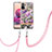 Silicone Candy Rubber Gel Fashionable Pattern Soft Case Cover with Lanyard Strap Y06B for Xiaomi Poco M5S Clove Purple