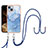 Silicone Candy Rubber Gel Fashionable Pattern Soft Case Cover with Lanyard Strap Y07B for Apple iPhone 13 Blue
