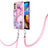Silicone Candy Rubber Gel Fashionable Pattern Soft Case Cover with Lanyard Strap Y07B for Motorola Moto E32