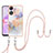 Silicone Candy Rubber Gel Fashionable Pattern Soft Case Cover with Lanyard Strap YB3 for Oppo A78 5G Clove Purple