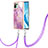 Silicone Candy Rubber Gel Fashionable Pattern Soft Case Cover with Lanyard Strap YB5 for Xiaomi Mi 11 Lite 5G Clove Purple