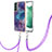 Silicone Candy Rubber Gel Fashionable Pattern Soft Case Cover with Lanyard Strap YB7 for Samsung Galaxy S22 5G