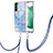 Silicone Candy Rubber Gel Fashionable Pattern Soft Case Cover with Lanyard Strap YB7 for Samsung Galaxy S22 5G Blue