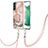 Silicone Candy Rubber Gel Fashionable Pattern Soft Case Cover with Lanyard Strap YB7 for Samsung Galaxy S22 Plus 5G Pink