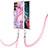Silicone Candy Rubber Gel Fashionable Pattern Soft Case Cover with Lanyard Strap YB7 for Samsung Galaxy S22 Ultra 5G