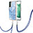 Silicone Candy Rubber Gel Fashionable Pattern Soft Case Cover with Lanyard Strap YB7 for Samsung Galaxy S23 5G Blue