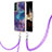 Silicone Candy Rubber Gel Fashionable Pattern Soft Case Cover with Lanyard Strap YB7 for Samsung Galaxy S25 Plus 5G