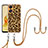 Silicone Candy Rubber Gel Fashionable Pattern Soft Case Cover with Lanyard Strap YB8 for Oppo Reno8 T 4G Brown