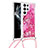 Silicone Candy Rubber Gel Fashionable Pattern Soft Case Cover Y02B for Samsung Galaxy S23 Ultra 5G Hot Pink