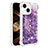 Silicone Candy Rubber TPU Bling-Bling Soft Case Cover with Finger Ring Stand S01 for Apple iPhone 15 Purple