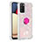 Silicone Candy Rubber TPU Bling-Bling Soft Case Cover with Finger Ring Stand S01 for Samsung Galaxy A03s