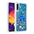 Silicone Candy Rubber TPU Bling-Bling Soft Case Cover with Finger Ring Stand S01 for Samsung Galaxy A50S Blue
