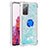 Silicone Candy Rubber TPU Bling-Bling Soft Case Cover with Finger Ring Stand S01 for Samsung Galaxy S20 FE (2022) 5G Sky Blue