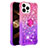 Silicone Candy Rubber TPU Bling-Bling Soft Case Cover with Finger Ring Stand S02 for Apple iPhone 13 Pro Hot Pink