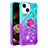 Silicone Candy Rubber TPU Bling-Bling Soft Case Cover with Finger Ring Stand S02 for Apple iPhone 14 Plus Sky Blue