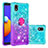 Silicone Candy Rubber TPU Bling-Bling Soft Case Cover with Finger Ring Stand S02 for Samsung Galaxy A01 Core Sky Blue