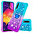 Silicone Candy Rubber TPU Bling-Bling Soft Case Cover with Finger Ring Stand S02 for Samsung Galaxy A30S Sky Blue