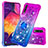 Silicone Candy Rubber TPU Bling-Bling Soft Case Cover with Finger Ring Stand S02 for Samsung Galaxy A50 Purple