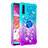 Silicone Candy Rubber TPU Bling-Bling Soft Case Cover with Finger Ring Stand S02 for Samsung Galaxy A70S Sky Blue