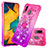 Silicone Candy Rubber TPU Bling-Bling Soft Case Cover with Finger Ring Stand S02 for Samsung Galaxy M10S Hot Pink