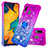 Silicone Candy Rubber TPU Bling-Bling Soft Case Cover with Finger Ring Stand S02 for Samsung Galaxy M10S Purple