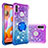 Silicone Candy Rubber TPU Bling-Bling Soft Case Cover with Finger Ring Stand S02 for Samsung Galaxy M11 Purple