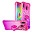 Silicone Candy Rubber TPU Bling-Bling Soft Case Cover with Finger Ring Stand S02 for Samsung Galaxy M20 Hot Pink