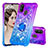 Silicone Candy Rubber TPU Bling-Bling Soft Case Cover with Finger Ring Stand S02 for Samsung Galaxy M21