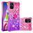 Silicone Candy Rubber TPU Bling-Bling Soft Case Cover with Finger Ring Stand S02 for Samsung Galaxy M51 Hot Pink