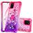 Silicone Candy Rubber TPU Bling-Bling Soft Case Cover with Finger Ring Stand S02 for Samsung Galaxy M60s Hot Pink