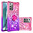 Silicone Candy Rubber TPU Bling-Bling Soft Case Cover with Finger Ring Stand S02 for Samsung Galaxy Note 20 5G Hot Pink