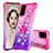 Silicone Candy Rubber TPU Bling-Bling Soft Case Cover with Finger Ring Stand S02 for Samsung Galaxy S20 Hot Pink