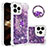 Silicone Candy Rubber TPU Bling-Bling Soft Case Cover with Finger Ring Stand S03 for Apple iPhone 13 Pro Max Purple