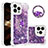 Silicone Candy Rubber TPU Bling-Bling Soft Case Cover with Finger Ring Stand S03 for Apple iPhone 13 Pro Purple