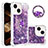 Silicone Candy Rubber TPU Bling-Bling Soft Case Cover with Finger Ring Stand S03 for Apple iPhone 14 Plus Purple