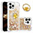 Silicone Candy Rubber TPU Bling-Bling Soft Case Cover with Finger Ring Stand S03 for Apple iPhone 14 Pro Max Gold