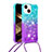 Silicone Candy Rubber TPU Bling-Bling Soft Case Cover with Lanyard Strap S01 for Apple iPhone 13