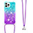 Silicone Candy Rubber TPU Bling-Bling Soft Case Cover with Lanyard Strap S01 for Apple iPhone 13 Pro