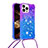 Silicone Candy Rubber TPU Bling-Bling Soft Case Cover with Lanyard Strap S01 for Apple iPhone 13 Pro Max Purple