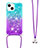 Silicone Candy Rubber TPU Bling-Bling Soft Case Cover with Lanyard Strap S01 for Apple iPhone 14 Plus