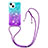 Silicone Candy Rubber TPU Bling-Bling Soft Case Cover with Lanyard Strap S01 for Apple iPhone 15 Plus