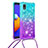 Silicone Candy Rubber TPU Bling-Bling Soft Case Cover with Lanyard Strap S01 for Samsung Galaxy A01 Core