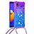 Silicone Candy Rubber TPU Bling-Bling Soft Case Cover with Lanyard Strap S01 for Samsung Galaxy A01 Core